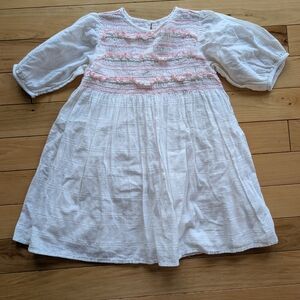 Zara White Dress with Pink Smocking